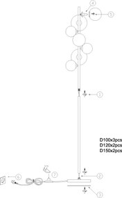 Lampadar ONLI PALOMA 7xG9/10W/230V auriu