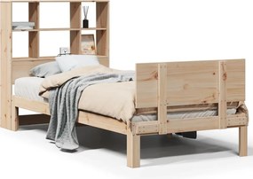vidaXL Pat cu bibliotecă fără saltea, 90x190 cm, lemn masiv de pin