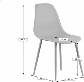 Scaun bucatarie OSAKA plastic, gri deschis
