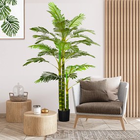 HOMCOM Palmier areca artificiel arbre artificiel hauteur 190 cm cu 30 de frunze mari din plastic și ghiveci inclus | Aosom Romania