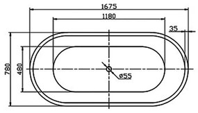 Cada baie freestanding 167 x 78 cm ovala Florida, Ava 1675x780 mm