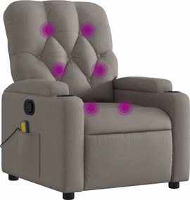 vidaXL Fotoliu de masaj rabatabil, gri taupe, material textil