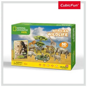 PUZZLE 3D + BROSURA - ANIMALE SALBATICE 69 PIESE - CUBICFUN (CUDS0972H)