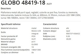 Plafoniera LED cu telecomanda design modern Aley alb