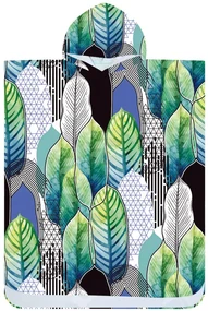 Poncho prosop de plaja FEATHER verde-albastru 80x145 cm