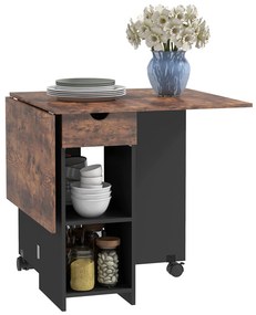 HOMCOM Masă de dining pliabilă masă de bucatărie extensibilă pentru 2 până la 4 persoane 2 abătători 120 x 72 x 75 cm maro rustic și negru | Aosom Romania