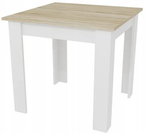 Set de sufragerie 1 + 4, masa MADO 80x80 alb/stejar sonoma + scaune BALI MARK negru