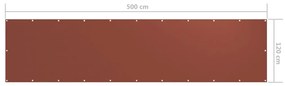 Paravan de balcon, caramiziu, 120x500 cm, tesatura oxford Terracota, 120 x 500 cm