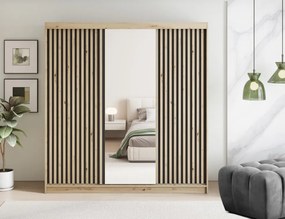 Dulap cu uși glisante Emerio III, 180x60x204 cm – Stejar Artisan