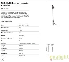Tarus cu proiector LED iluminat exterior design modern FOC-52 70159