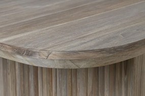 Masă dining din lemn masiv de tec, maro, 12 locuri, cu picioare canelate, 77 x 250 x 100 cm, „Arven”
