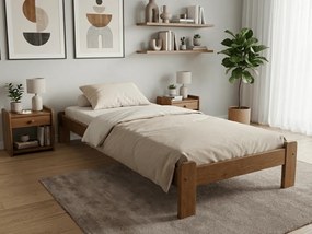 Pat de o persoana ADA 80x200 cm stejar Saltele: Cu saltele Somnia 18 cm, Somiera pat: Fara somiera