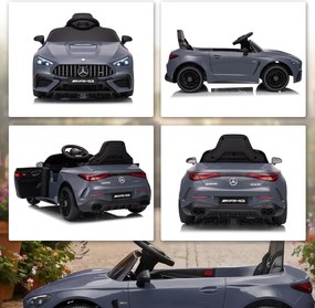 AIYAPLAY Mașină electrică pentru copii, design Mercedes, motoare 12V, telecomandă, lumini LED, muzică, pentru copii 3-6 ani, Gri | Aosom Romania