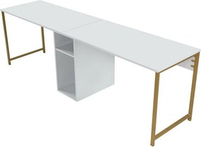 Birou Twin Alb și Auriu