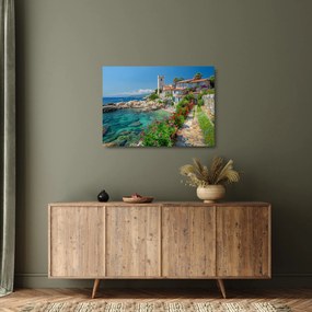 Tablou pe sticlă - Sat pitoresc de coastă (70x50 cm)