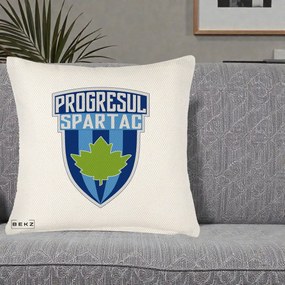 Perna Personalizata Progresul Spartac Fotbal, 40x40 cm, Crem Reliefat, Husa Detasabila, Perna Inclusa, BEKZ®