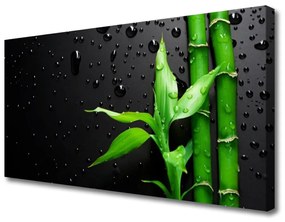 Tablou pe panza canvas Frunze de bambus verde florale negru