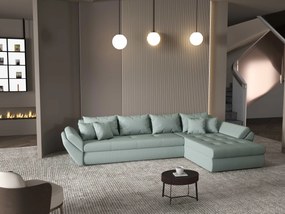 Colțar extensibil dumonde cu ladă de depozitare si sezut confortabil din spuma high-density, Loana XL Enjoy Mint II 335x185 cm