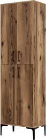 Dulap baie Berlin A, nuc, PAL melaminat/metal, cu 4 usi, 60x35x200 cm