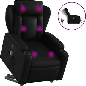 vidaXL Fotoliu electric masaj rabatabil cu ridicare, negru