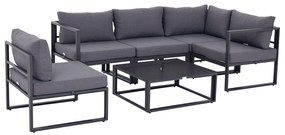 Outsunny set mobilier grădină 6 piese, canapele, colțar, masă auxiliară, aluminiu poliester, perne, pentru 4-5 Persoane | Aosom Romania