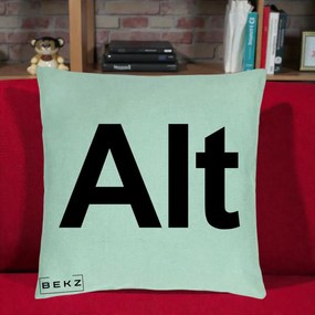 Perna Personalizata Tasta Alt Tipografie Bold, 40x40 cm, Verde Menta, Husa Detasabila, Perna Inclusa, BEKZ®
