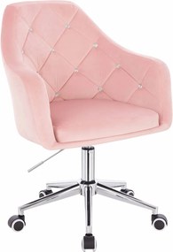 HR830CK Scaun Roz Pudra Catifea cu Bază Cromata