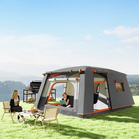 Outsunny Cort de Camping pentru 4-6 Persoane cu 2 Camere, Verandă și Geantă de Transport, 430x305x195 cm, Gri | Aosom Romania