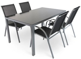 Set gradina Lucio 2, dreptunghi - 4 locuri, negru / gri