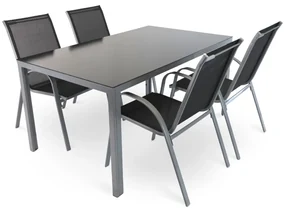 Set gradina Lucio 2, dreptunghi - 4 locuri, negru / gri