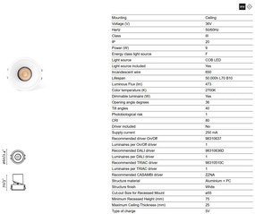 Spot LED incastrabil tavan orientabil LOX 2700K alb