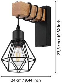 Aplică de perete neagră/în culoare naturală TOWNSHEND 5 – EGLO