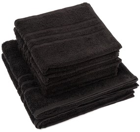 Set de prosoape Classic negru, 4 buc. 50 x 100 cm, 2 buc. 70 x 140 cm, 4 bucăți 50 x 100 cm, 2 bucăți 70 x 140 cm
