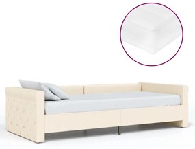 3080321 vidaXL Pat de zi cu saltea și USB, crem, 90x200 cm, textil