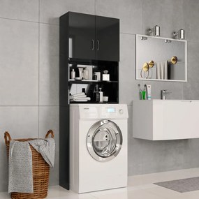 vidaXL Dulap mașina de spălat, negru extralucios, 64x25,5x190 cm, pal