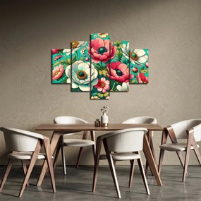 Tablou - Flori pe fundal albastru (150x105 cm)
