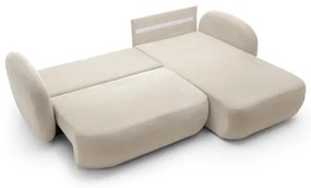 Canapea colțar extensibilă OLBIA, tip L, cu spațiu de depozitare, pe partea dreaptă, bej