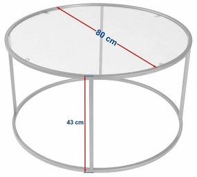 Măsuță de cafea Aurum Black cu sticlă fumurie, 80 cm