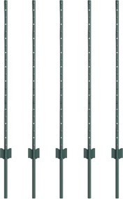 vidaXL Stâlp de gard. 5 pcs Verde 140 cm Oțel