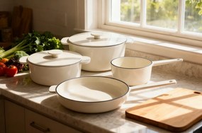 Set oale de fonta emailate, 6 piese, cu tigaie si oala sos Anden Carl Schmidt Sohn102906