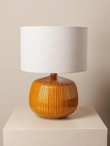 Lampa de masa, din ceramica cu abajur din in, D36cm, Estria