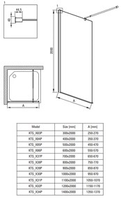 Paravan dus profil crom walk-in sticla securizata 60x200 cm, Deante Kerria Plus Crom lucios, 600x2000 mm