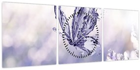 Tablou - Fluture și lavandă (cu ceas) (90x30 cm)