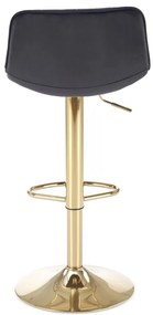 Scaun de bar H120 velvet negru/gold
