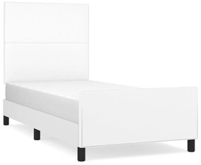 3125422 vidaXL Cadru de pat cu tăblie, alb, 90x190 cm, piele ecologică