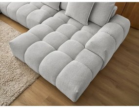 Colțar gri deschis extensibil/cu spațiu de depozitare cu tapițerie din chenille (cu colț pe partea stângă/în formă de "U") Everest – Bobochic Paris