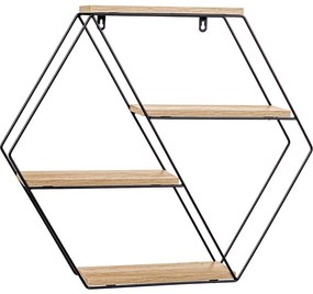 STILISTA Raft hexagonal de perete,lemn deschis 51x58x11 cm