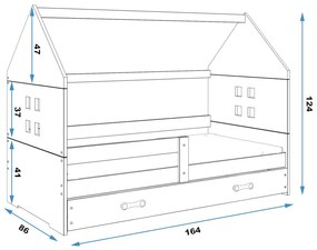 Supermobel Pat pentru copii MIDO P1 COLOR + saltea + somieră GRATIS, 80x160, alb, alb