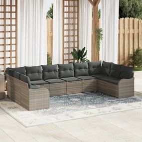 vidaXL Set de canapele pentru grădină 10 pcs Gri deschis Rattan poli