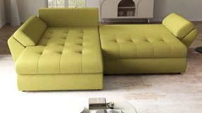 Colțar extensibil dumonde cu ladă de depozitare si sezut confortabil din spuma high-density, Loana Enjoy Green 270x185 cm